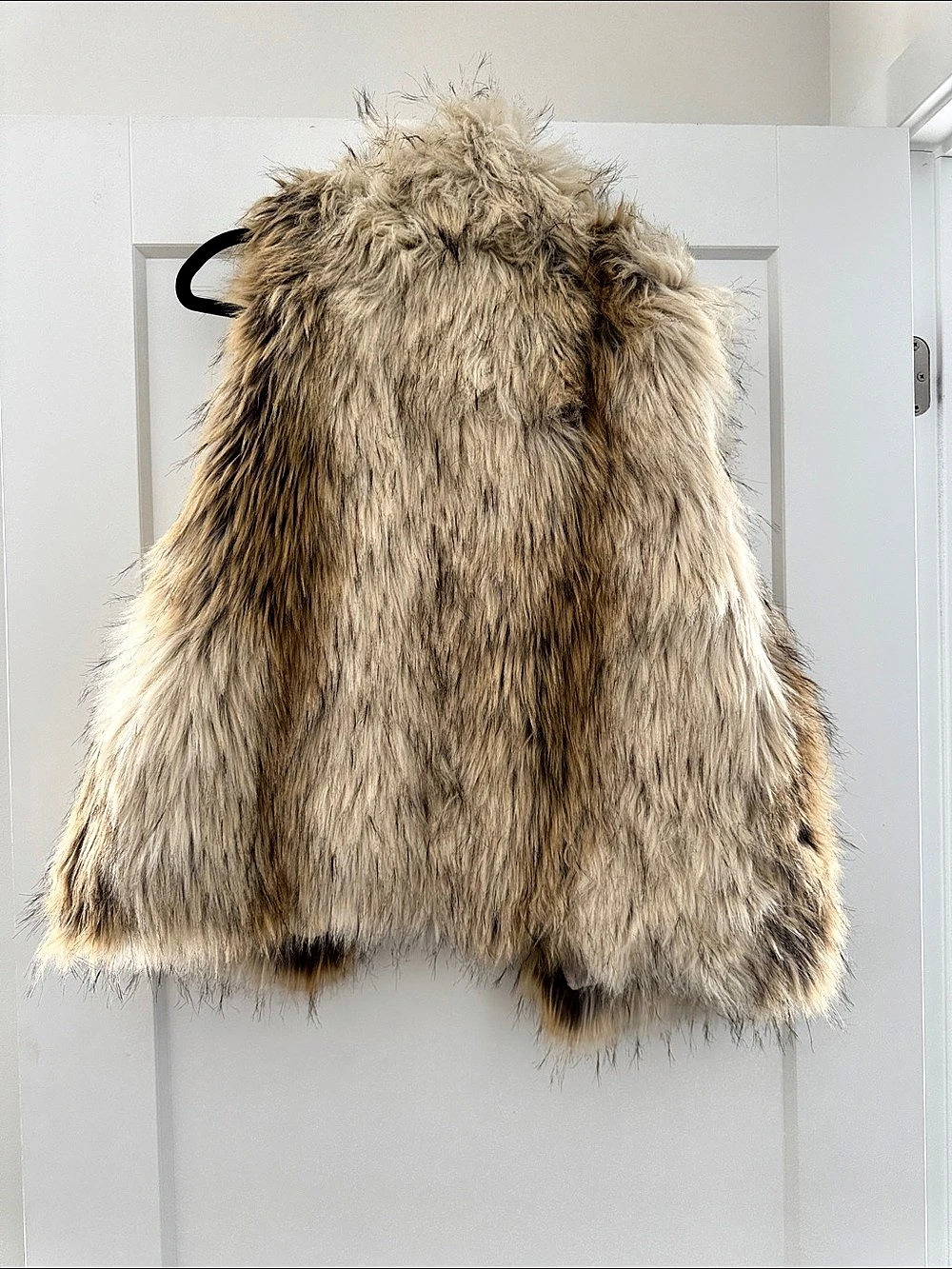 Faux Fur Teddy Vest in Brown & Cream
